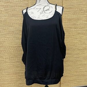Lane Bryant Black Cold Shoulder Blouse